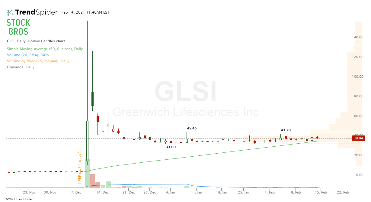 GLSI stock chart