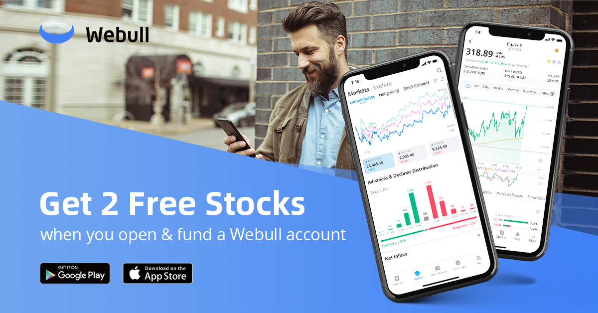Get 2 dree stocks when you open and fund a Webull account
